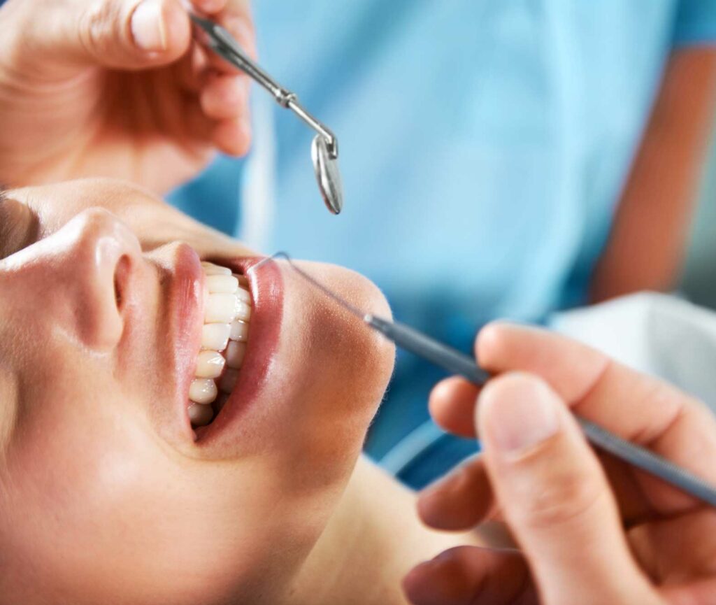 Patient having their teeth cleaned