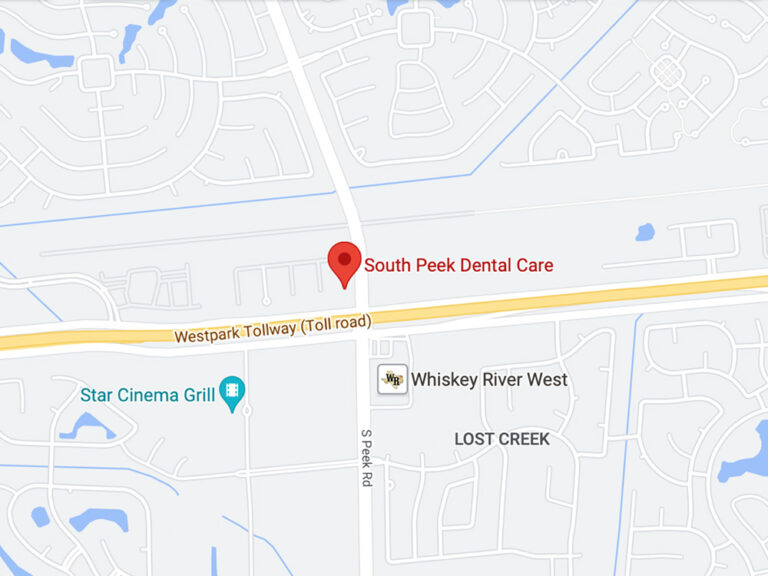 Map showing South Peek Dental Care location, near Westpark Tollway