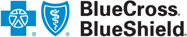 The logo of BlueCross BlueShield, a health insurance company. It features a blue cross with a human figure and a blue shield with a caduceus symbol, with the text 'BlueCross BlueShield' to the right.